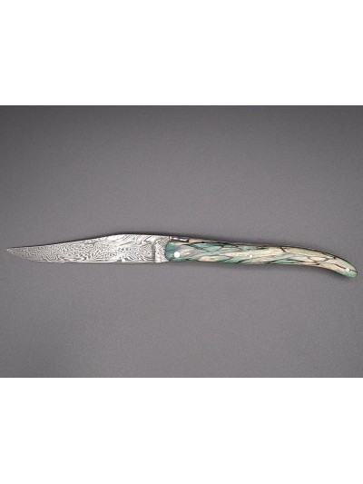 Couteau Laguiole prestige pliant hêtre échauffé-lame damas