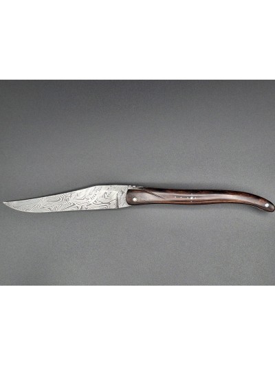 Couteau Laguiole Prestige 13cm pliant bois de fer lame damas