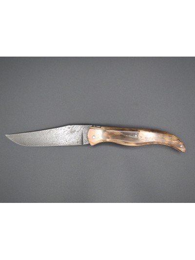 Couteau de chasse  Prestige en Croute d'ivoire de Mammouth - Lame Damas - 15cm -