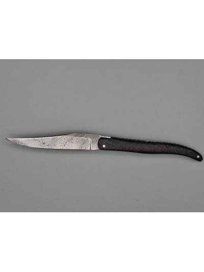 Couteau Laguiole PRESTIGE 12cm pliant lame damas manche  carbone damas