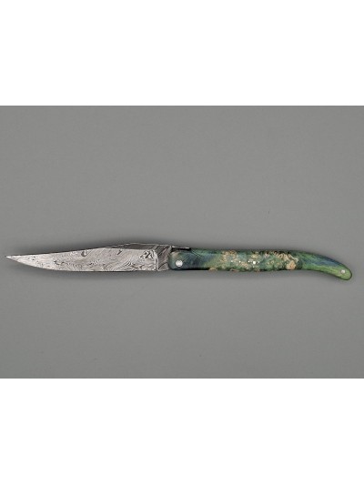 Couteau Laguiole PRESTIGE 12cm pliant lame damas manche loupe d'érable stabilisé