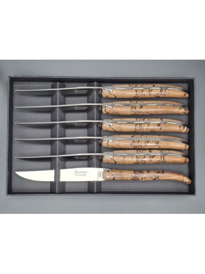 6 Couteaux de table 12cm Laguiole hêtre échauffé