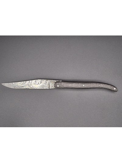 Couteau Laguiole Prestige pliant carbone Damas intercalaire G Rouge